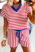 Load image into Gallery viewer, Red Stripe Flag Day Independence Day Shorts Set