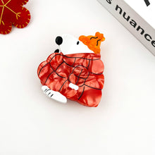 Load image into Gallery viewer, Winter White Dog Hair Claw Clip, Cute Puffer Jacket Design