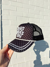 Load image into Gallery viewer, Polka Dot Jesus Loves You Smiley Hat