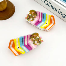 Load image into Gallery viewer, 🐱📚Adorable Sleeping Cat on Rainbow Book Stack Hair Claw