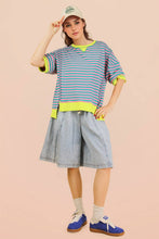 Load image into Gallery viewer, NT12481-Oversized Stripe Casual Knit Top