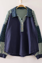 Load image into Gallery viewer, NT12889-Daisy Stripe Contrast Top