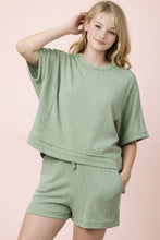 Load image into Gallery viewer, NT12686SET-Ribbed Knit Comfy Top &amp; Shorts Set
