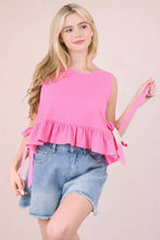 Load image into Gallery viewer, NT12128-Side Tie Detail Ruffled Top
