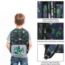 Load image into Gallery viewer, Minecraft Franchise Creepers 2-Piece 16” Kids Backpack &amp; Lunch Box Set For School And Travel
