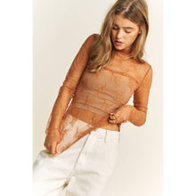 Load image into Gallery viewer, MESH LACE HIGH NECK DESIGN LONG SLEEVE FITTED TOP
