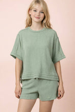Load image into Gallery viewer, NT12686SET-Ribbed Knit Comfy Top &amp; Shorts Set
