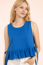 Load image into Gallery viewer, NT12128-Side Tie Detail Ruffled Top
