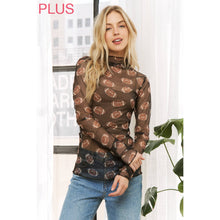 Load image into Gallery viewer, PLUS FOOTBALL PRINT MESH HIGH NECK DESIGN LONG SLEEVE TOP
