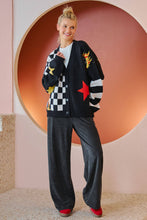 Load image into Gallery viewer, CHECKER 8 BALL GRAPHIC KNIT CARDIGAN
