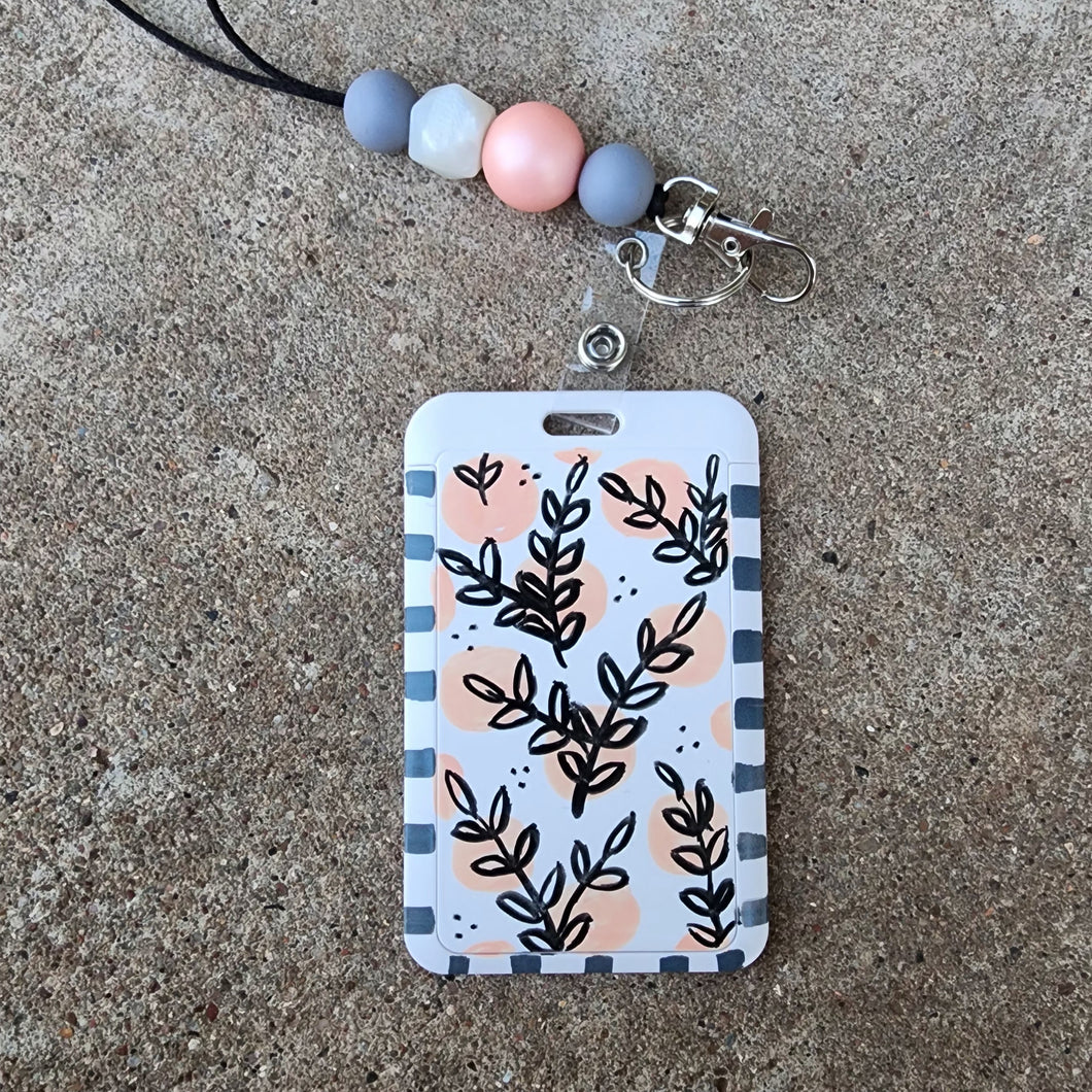 Peach Vines Bead Lanyard W ID Badge