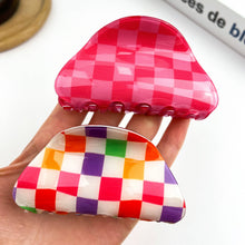 Load image into Gallery viewer, Checkerboard Semicircular Claw Clip, Classic Hair Clip
