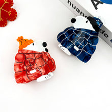 Load image into Gallery viewer, Winter White Dog Hair Claw Clip, Cute Puffer Jacket Design
