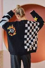 Load image into Gallery viewer, CHECKER 8 BALL GRAPHIC KNIT CARDIGAN
