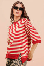 Load image into Gallery viewer, NT12481-Oversized Stripe Casual Knit Top
