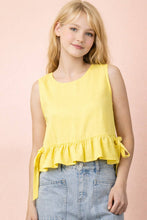 Load image into Gallery viewer, NT12128-Side Tie Detail Ruffled Top

