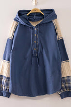 Load image into Gallery viewer, NT12733-Plaid Contrast Hoodie Pullover
