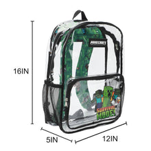 Load image into Gallery viewer, Minecraft Creepers Kids’ Clear PVC 16” Backpack
