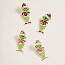 Load image into Gallery viewer, Green Monster w Rhinestone Earrings
