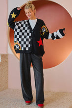Load image into Gallery viewer, CHECKER 8 BALL GRAPHIC KNIT CARDIGAN
