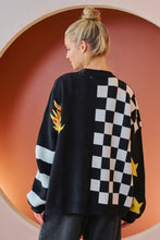 Load image into Gallery viewer, CHECKER 8 BALL GRAPHIC KNIT CARDIGAN
