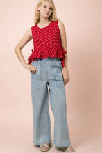 Load image into Gallery viewer, NT12128-Side Tie Detail Ruffled Top
