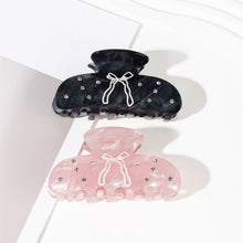 Load image into Gallery viewer, Bow Print &amp; Rhinestone Embellished Hair Claw Clip

