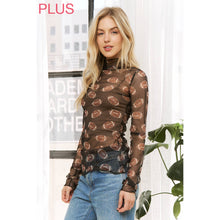 Load image into Gallery viewer, PLUS FOOTBALL PRINT MESH HIGH NECK DESIGN LONG SLEEVE TOP
