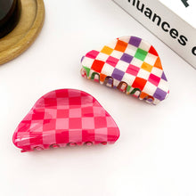 Load image into Gallery viewer, Checkerboard Semicircular Claw Clip, Classic Hair Clip
