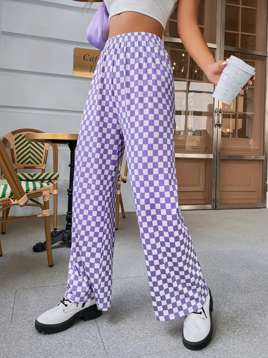 Purple Checkered Pants