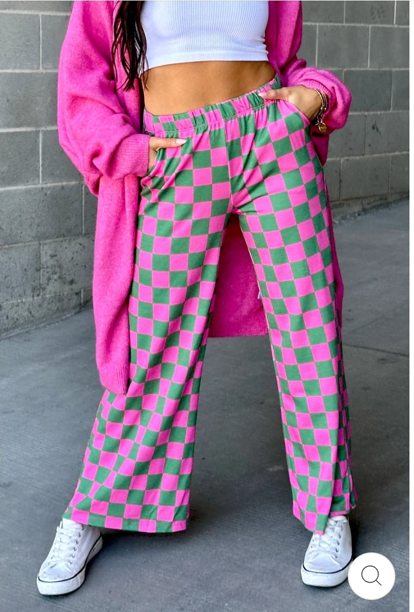 Pink & Green Checkered Pants