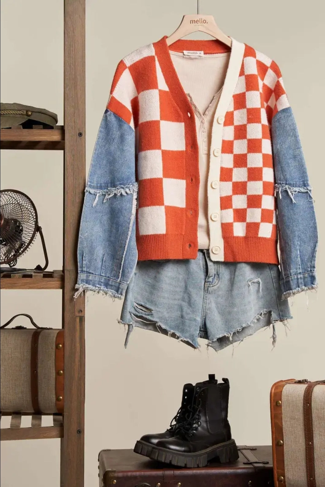 Checkered Denim Jacket