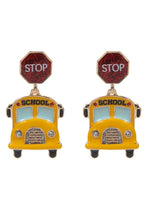 Load image into Gallery viewer, Teachers Day School Bus Enamel Post Earrings
