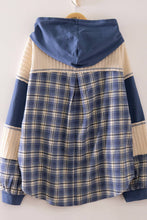 Load image into Gallery viewer, NT12733-Plaid Contrast Hoodie Pullover
