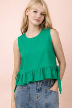 Load image into Gallery viewer, NT12128-Side Tie Detail Ruffled Top
