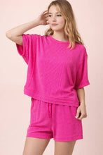 Load image into Gallery viewer, NT12686SET-Ribbed Knit Comfy Top &amp; Shorts Set
