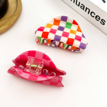 Load image into Gallery viewer, Checkerboard Semicircular Claw Clip, Classic Hair Clip
