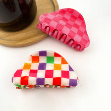Load image into Gallery viewer, Checkerboard Semicircular Claw Clip, Classic Hair Clip
