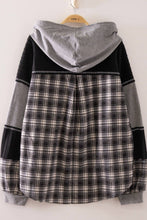 Load image into Gallery viewer, NT12733-Plaid Contrast Hoodie Pullover
