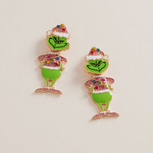 Load image into Gallery viewer, Green Monster w Rhinestone Earrings
