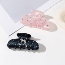 Load image into Gallery viewer, Bow Print &amp; Rhinestone Embellished Hair Claw Clip
