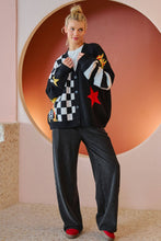 Load image into Gallery viewer, CHECKER 8 BALL GRAPHIC KNIT CARDIGAN
