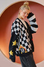 Load image into Gallery viewer, CHECKER 8 BALL GRAPHIC KNIT CARDIGAN
