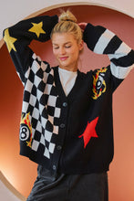 Load image into Gallery viewer, CHECKER 8 BALL GRAPHIC KNIT CARDIGAN

