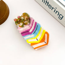 Load image into Gallery viewer, 🐱📚Adorable Sleeping Cat on Rainbow Book Stack Hair Claw
