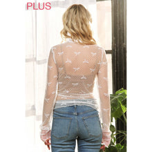 Load image into Gallery viewer, PLUS CUTE MESH BOW DOT HIGH NECK DESIGN LONG SLEEVE FITTED T
