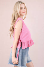 Load image into Gallery viewer, NT12128-Side Tie Detail Ruffled Top
