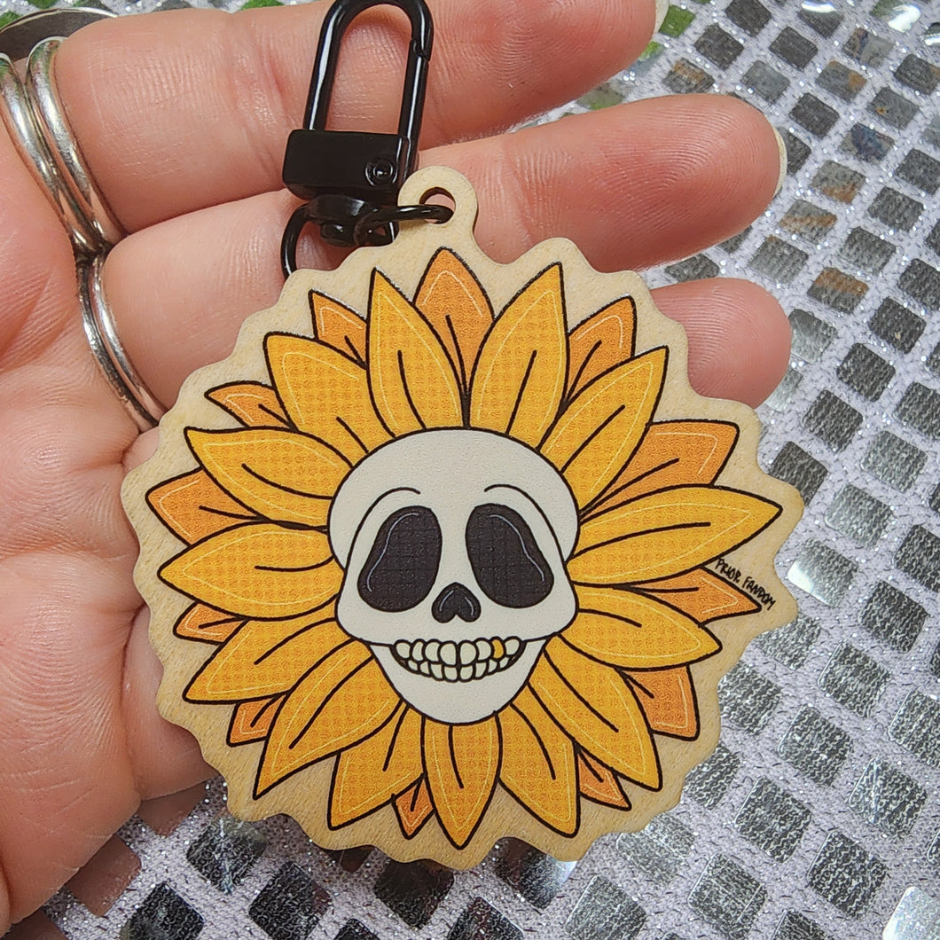 Skeleton Sunflower Keychain