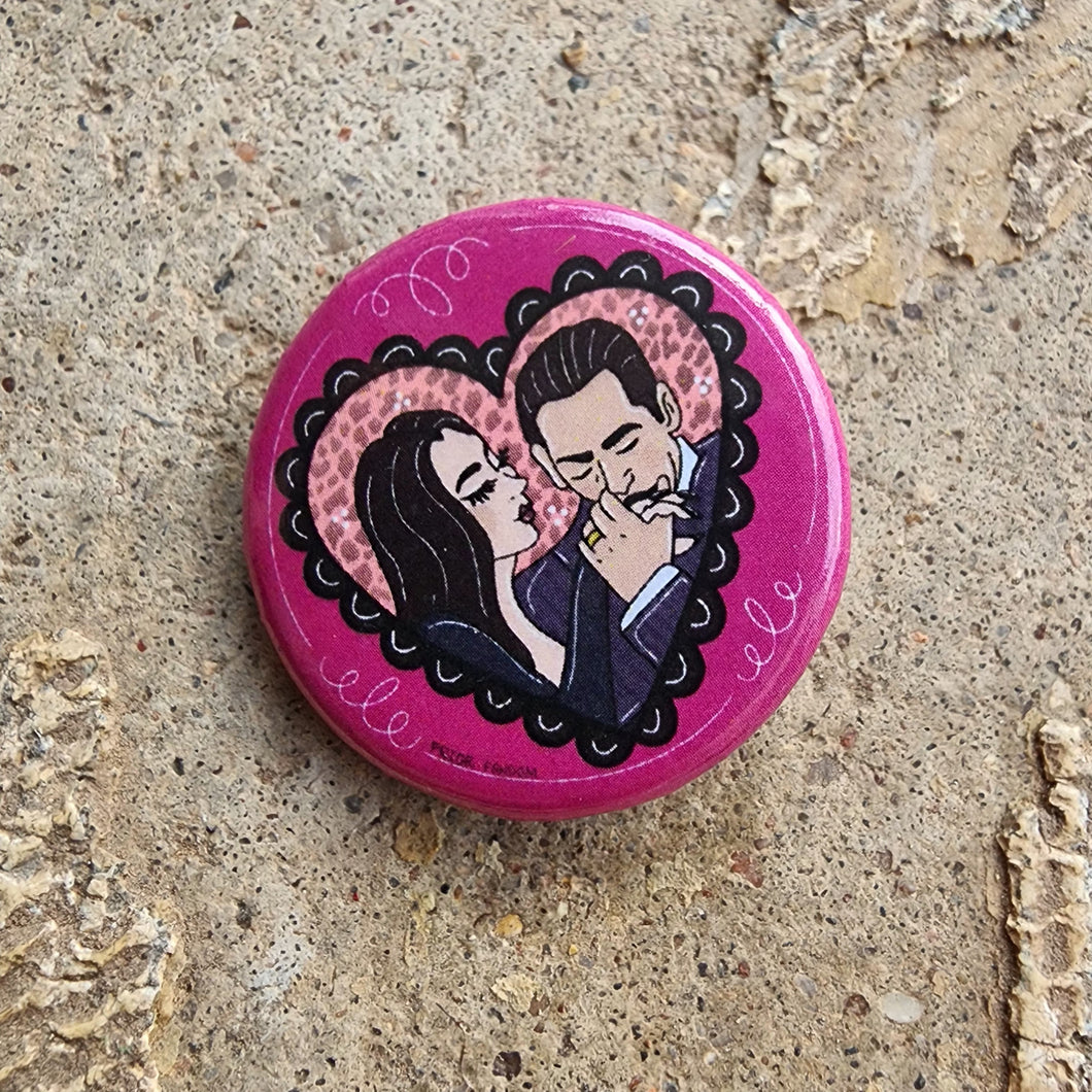 Morticia & Gomez Button