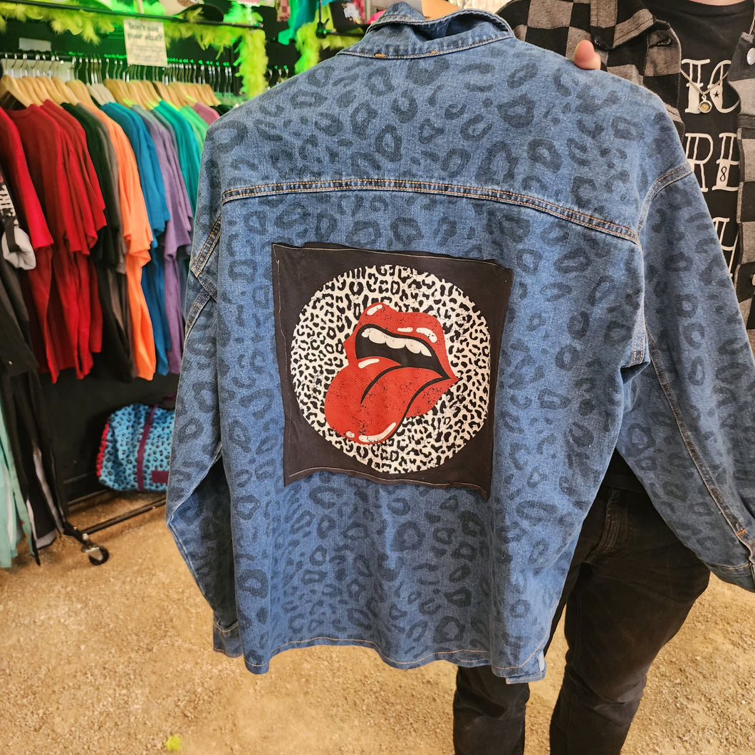 Rolling Stone Leopard Denim Jacket Oversized